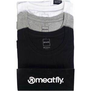 Meatfly Outdoorové tričko Basic T-Shirt Multipack Black-Heather Grey-White M