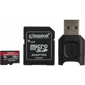 Kingston 128GB microSDHC Canvas React Plus U3 UHS-II V90 + SD Adapter + Reader