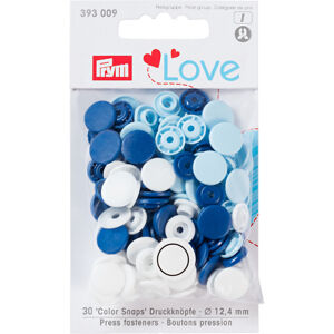 PRYM Stláčacie gombíky Color Snaps Blue/White/Light Blue 12,4 mm