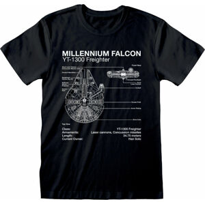Star Wars Tričko Millenium Falcon Sketch Čierna 2XL