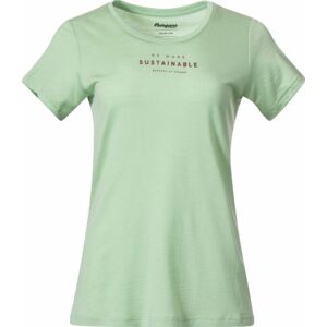 Bergans Graphic Wool Tee Women Light Jade Green/Chianti Red XS Outdoorové tričko