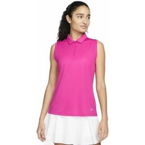 Nike Dri-Fit Victory Solid Womens Sleeveless Polo Shirt Active Pink/White XS