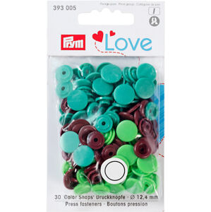 PRYM Stláčacie gombíky Color Snaps Green/Light Green/Brown 12,4 mm