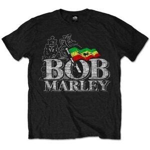 Bob Marley Tričko Distressed Logo Black L