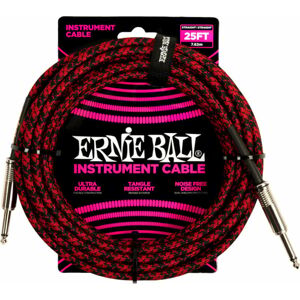 Ernie Ball Braided Straight Straight Inst Cable Červená-Čierna 7,5 m Rovný - Rovný