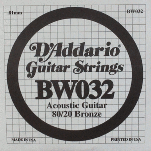 D'Addario BW032 80/20 BRONZE 032 Samostatná struna pre gitaru