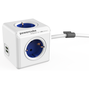 PowerCube Extended Biela-Modrá 150 cm Schuko-USB