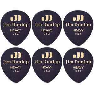 Dunlop 485R-03HV Celluloid Teardrop Black Heavy 6 Pack