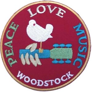 Woodstock Peace Love Music Nášivka Červená-Čierna