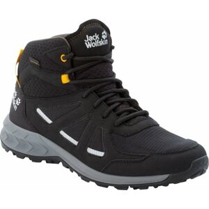 Jack Wolfskin Pánske outdoorové topánky Woodland 2 Texapore Mid Black/Burly Yellow XT 40,5