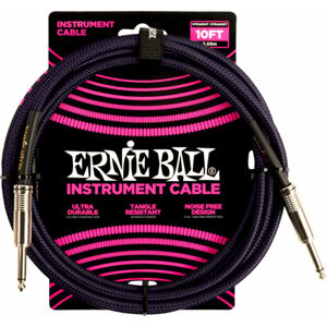 Ernie Ball Braided Straight Straight Inst Cable Čierna-Fialová 3 m Rovný - Zalomený