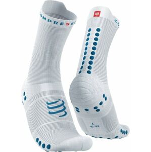 Compressport Pro Racing Socks v4.0 Run High White/Fjord Blue T1