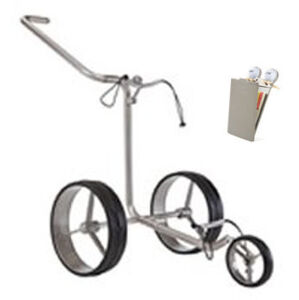 Jucad Junior Steel 3-Wheel SET Silver Manuálny golfový vozík