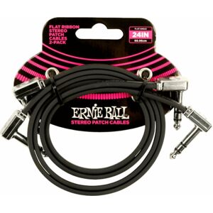 Ernie Ball Flat Ribbon Stereo Patch Cable Čierna 60 cm Zalomený - Zalomený