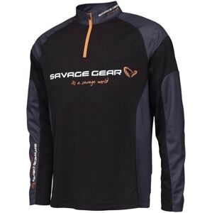 Savage Gear Tričko Tournament Gear Shirt 1/2 Zip Black Ink 2XL