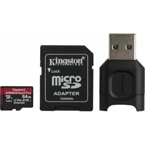 Kingston 64GB microSDHC Canvas React Plus U3 UHS-II V90 + SD Adapter + Reader