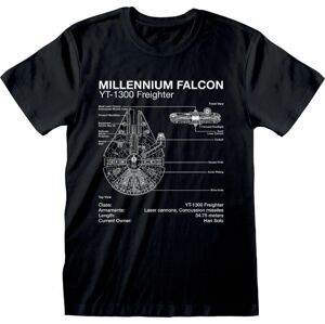 Star Wars Tričko Millenium Falcon Sketch Čierna XL