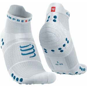 Compressport Pro Racing Socks v4.0 Run Low White/Fjord Blue T2