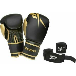 Reebok Boxing Gloves & Wraps Set Gold/Black 12oz