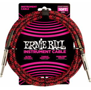 Ernie Ball Braided Straight Straight Inst Cable Červená-Čierna 3 m Rovný - Zalomený