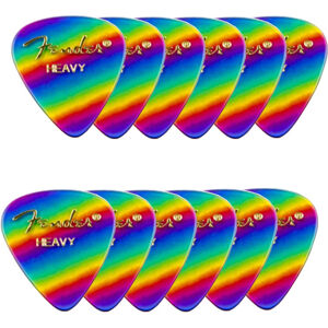 Fender 351 Shape Premium Picks Heavy Rainbow 12 Pack