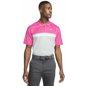 Nike Dri-Fit Victory Color-Blocked Mens Polo Shirt Active Pink/Light Grey/White M