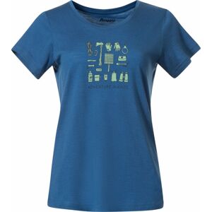 Bergans Graphic Wool Tee Women North Sea Blue/Jade Green/Navy Blue S Outdoorové tričko