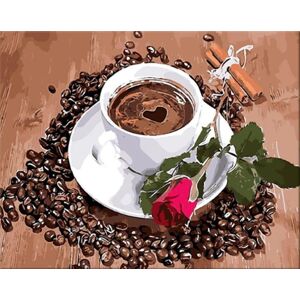 Zuty Maľovanie podľa čísel Šálka ​​kávy a ruže