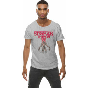 Stranger Things Tričko Logo Demogorgon Šedá XL