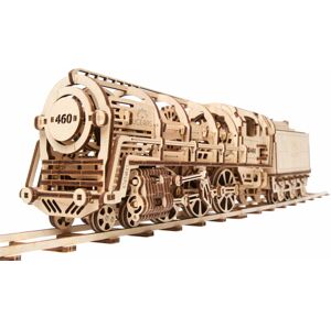 Ugears 3D Puzzle Parná lokomotíva s tenderom na uhlie 443 dielov