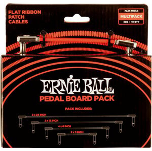 Ernie Ball Flat Ribbon Patch Cables Pedalboard Červená 15 cm-30 cm-60 cm-7,5 cm Zalomený - Zalomený