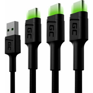 Green Cell KABGCSET02 Set 3x GC Ray USB-C 120cm Čierna 120 cm USB Kábel