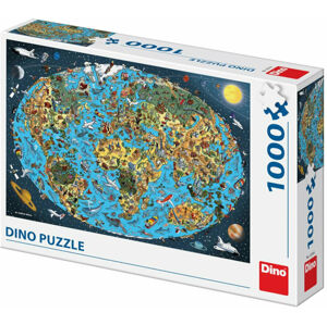 Dino Puzzle Kreslená mapa sveta 1000 dielov