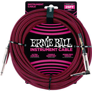 Ernie Ball P06062 Červená-Čierna 7,5 m Rovný - Zalomený