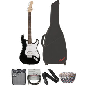 Fender Squier Bullet Stratocaster HSS HT IL Black Deluxe SET Čierna