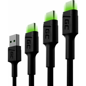 Green Cell KABGCSET01 Set 3x GC Ray USB-C Cable Čierna 120 cm-200 cm-30 cm USB Kábel
