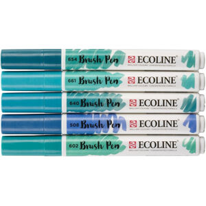 Ecoline Akvarelové perá Brush Pen Green Blue 5 ks