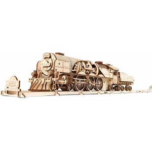 Ugears 3D Puzzle Parný vlak V Express s tenderom na uhlie 538 dielov