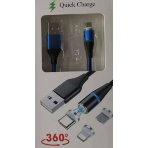 PremiumCord Magnetic microUSB and USB-C Charging Cable Blue Modrá 1 m USB Kábel