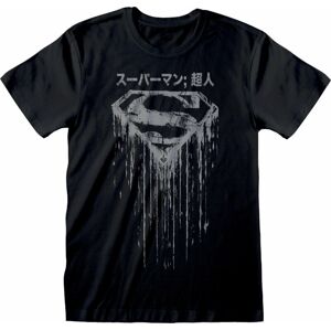 Superman Tričko Japanese Logo Distressed Čierna 2XL