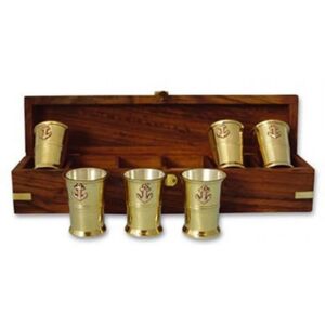 Sailor 6 mini mugs brass - inside silverplated