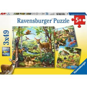 Ravensburger Puzzle Lesné zvieratá, ZOO a domáce zvieratá 3 x 49 dielov