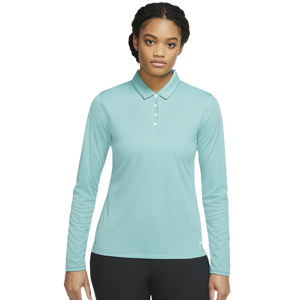 Nike Dri-Fit Victory Womens Long Sleeve Polo Washed Teal/White 2XL