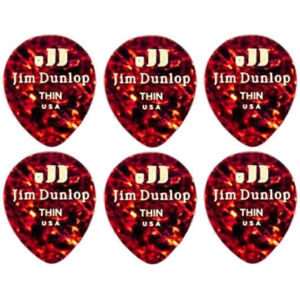 Dunlop 485R-05TH Celluloid Teardrop Shell Thin 6 Pack