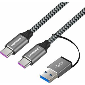 PremiumCord USB-C to USB-C with Reduction Braided Šedá 2 m USB Kábel