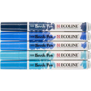 Ecoline Akvarelové perá Brush Pen Modrá 5 ks