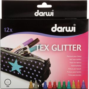 Darwi Tex Fabric Glitter Marker Set Mix 12 x 6 ml