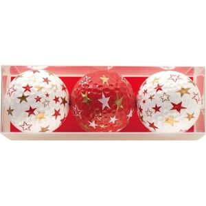Sportiques Christmas Golfball Stars White/Red Gift Box