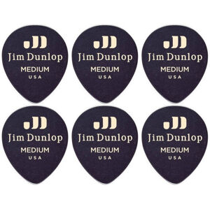 Dunlop 485R-03MD Celluloid Teardrop Black Medium 6 Pack