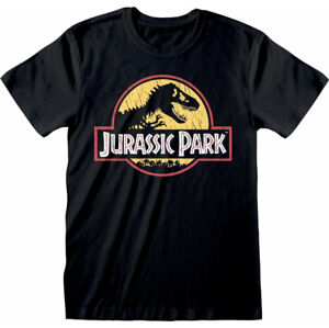 Jurassic Park Tričko Original Logo Distressed Čierna XL